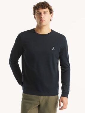 NWT Nautica Long Sleeve Deck T-Shirt Navy Men's Large Brand New